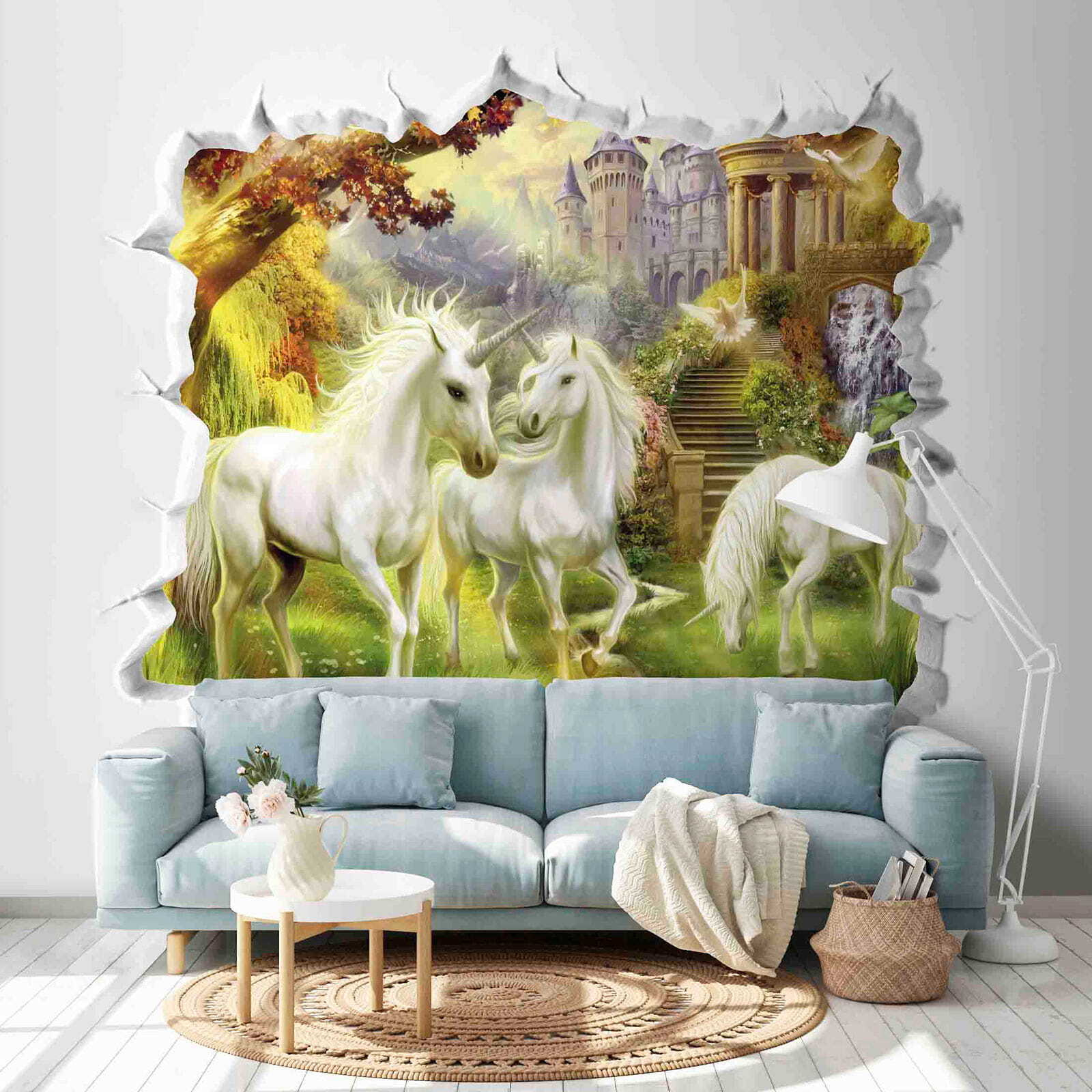 u60025pig1m - Стіна із замком та єдинорогами - tegory