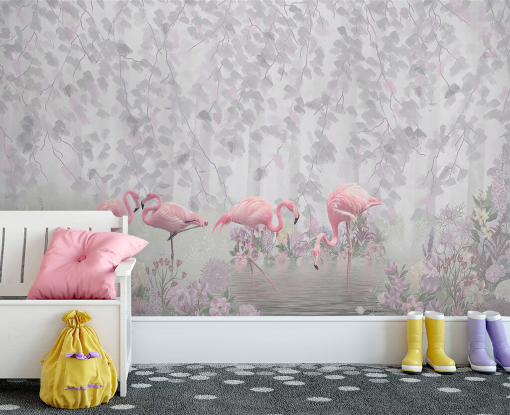 u60027pir3m 1024x834 - Група рожевих фламінго у ставку з квітами - tegory