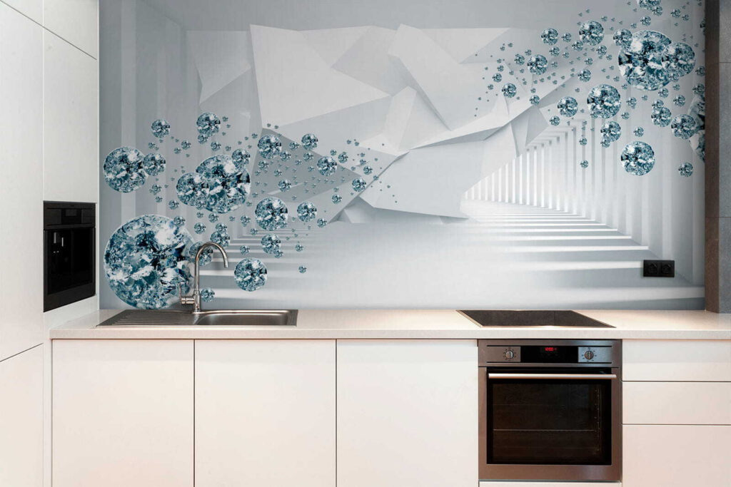 White room with diamonds and a white wall