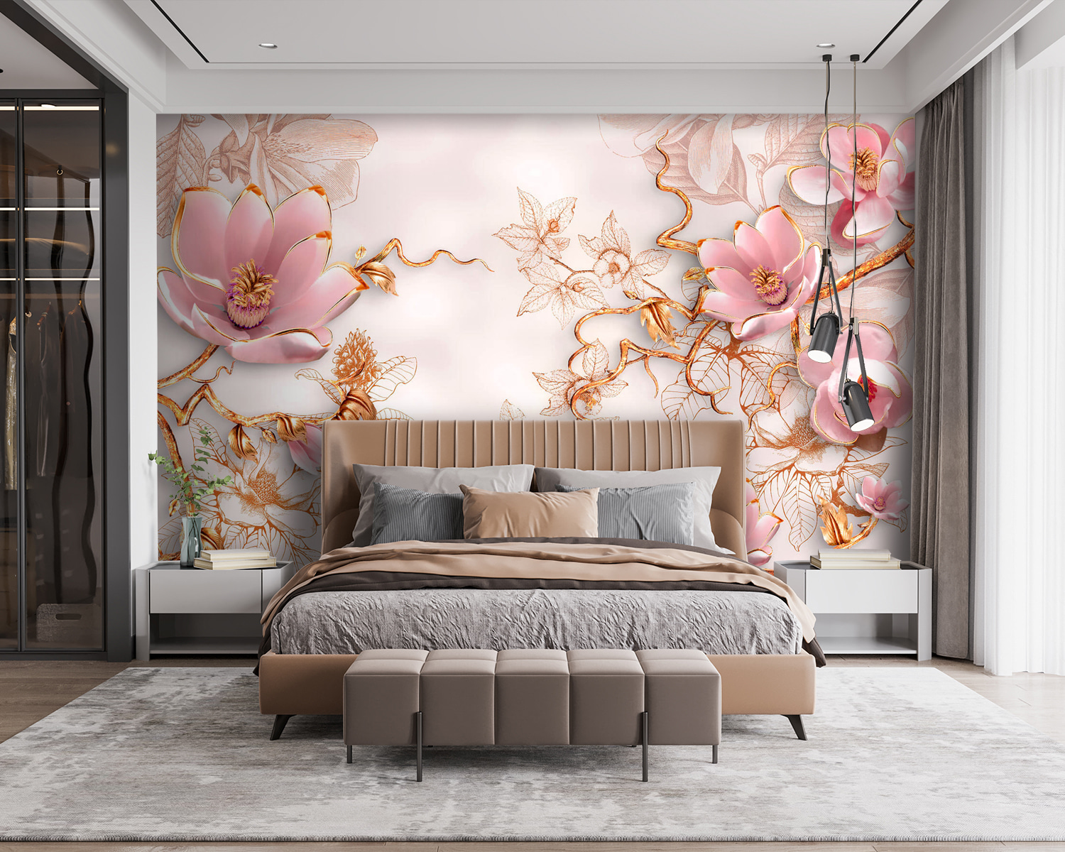 u60416v3pib115m - Рожеві квіти на білому тлі - tegory