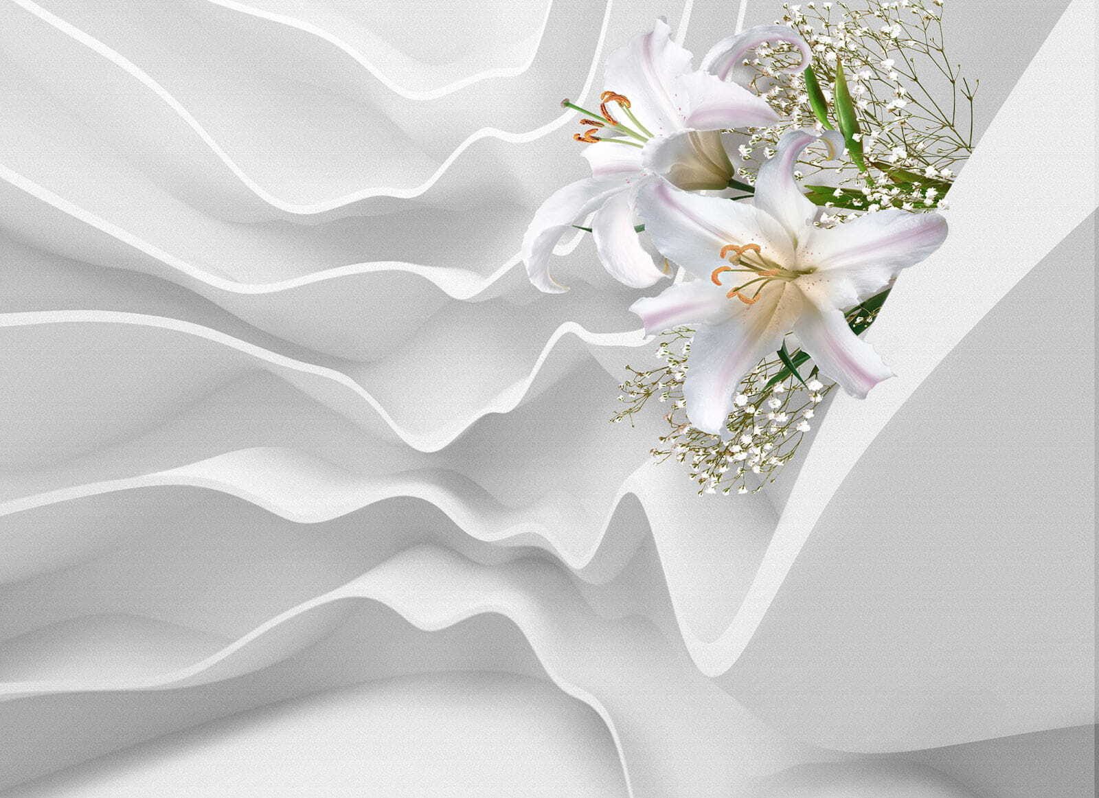 White flower arrangement on a white surface
