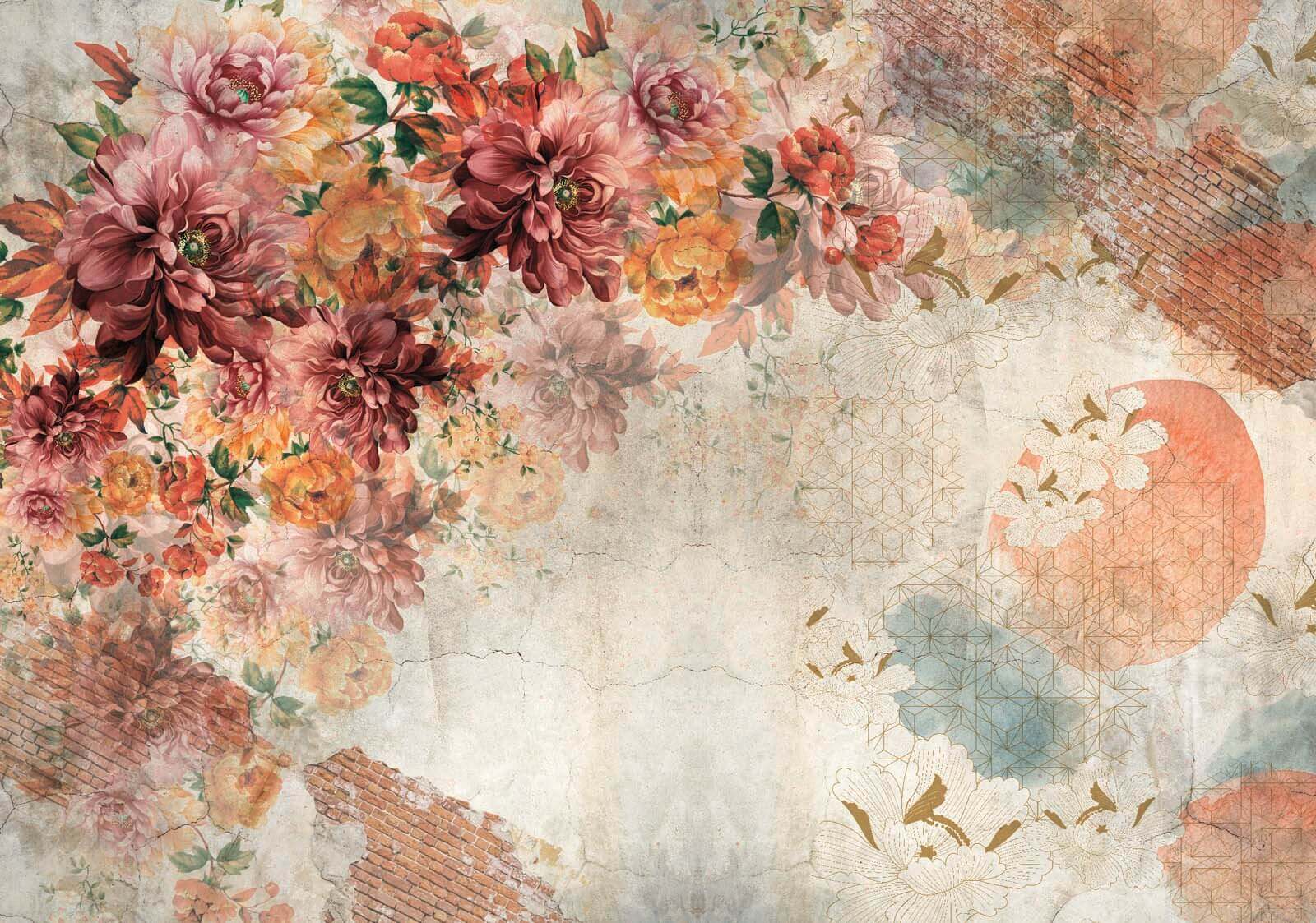 u60545p - Квітковий візерунок з вінтажними текстурами - tegory