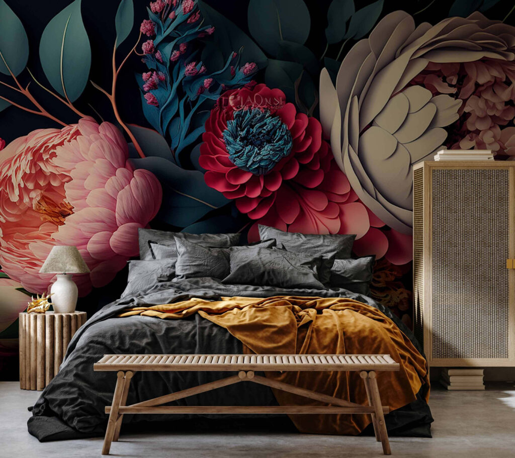 Group of flowers with leaves Group of flowers with leaves