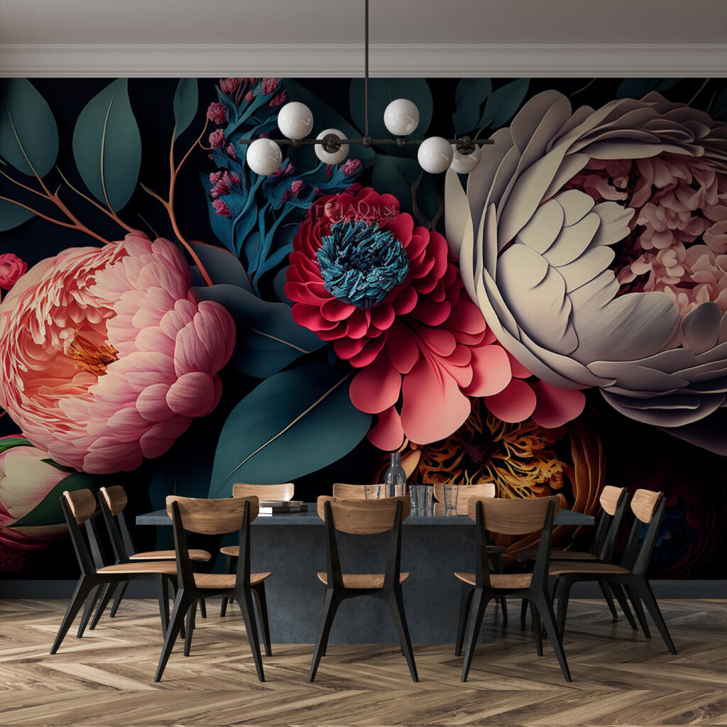 Group of flowers with leaves Group of flowers with leaves