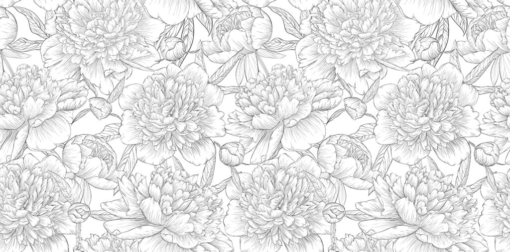 Pattern of flowers and leaves