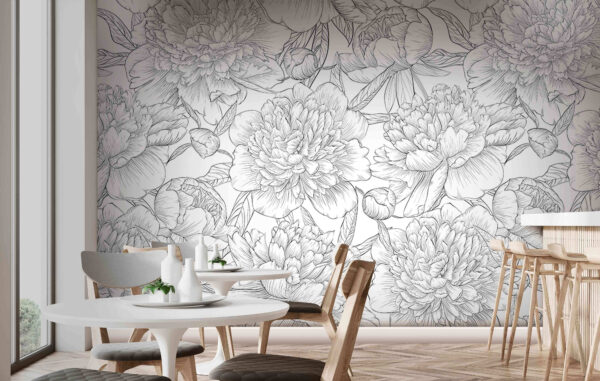 Pattern of flowers and leaves