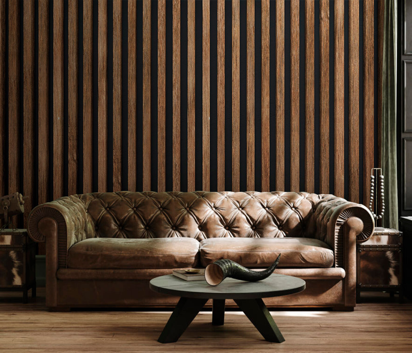 Wooden slats on a dark background