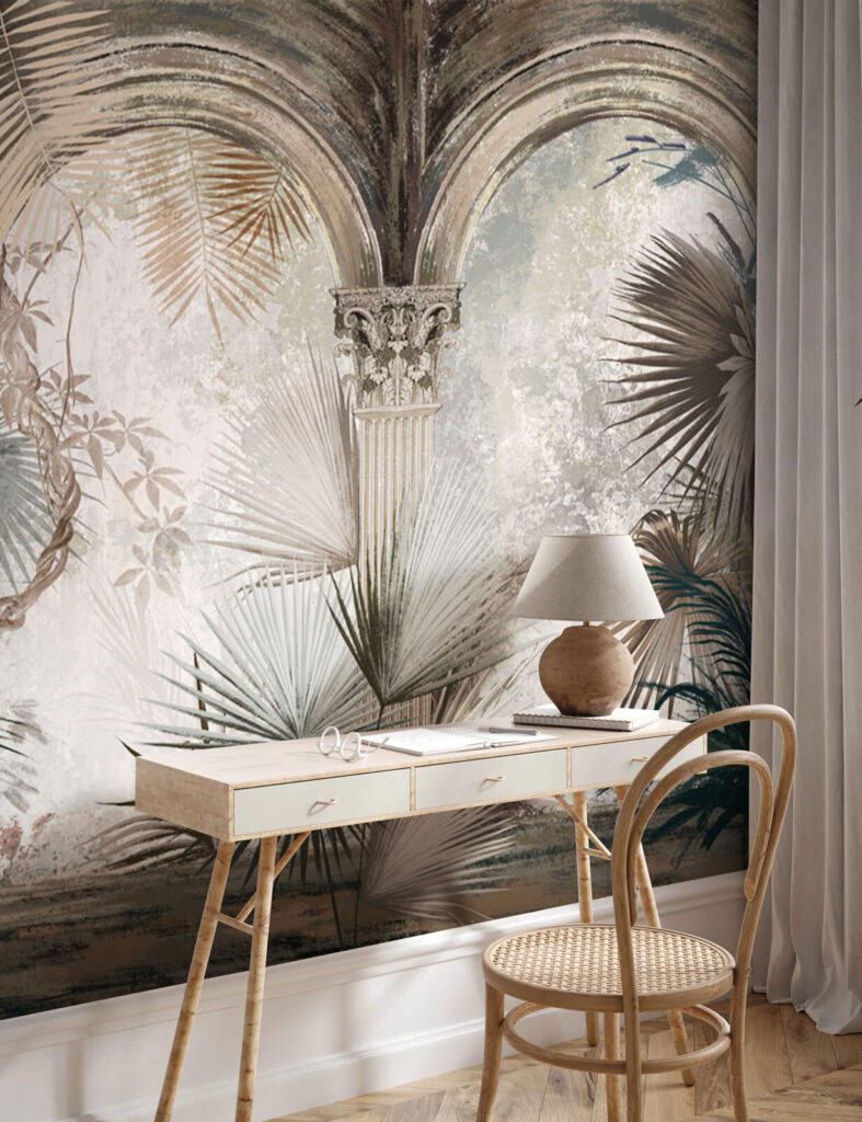 Wallpaper with columns and plants Wallpaper with columns and plants