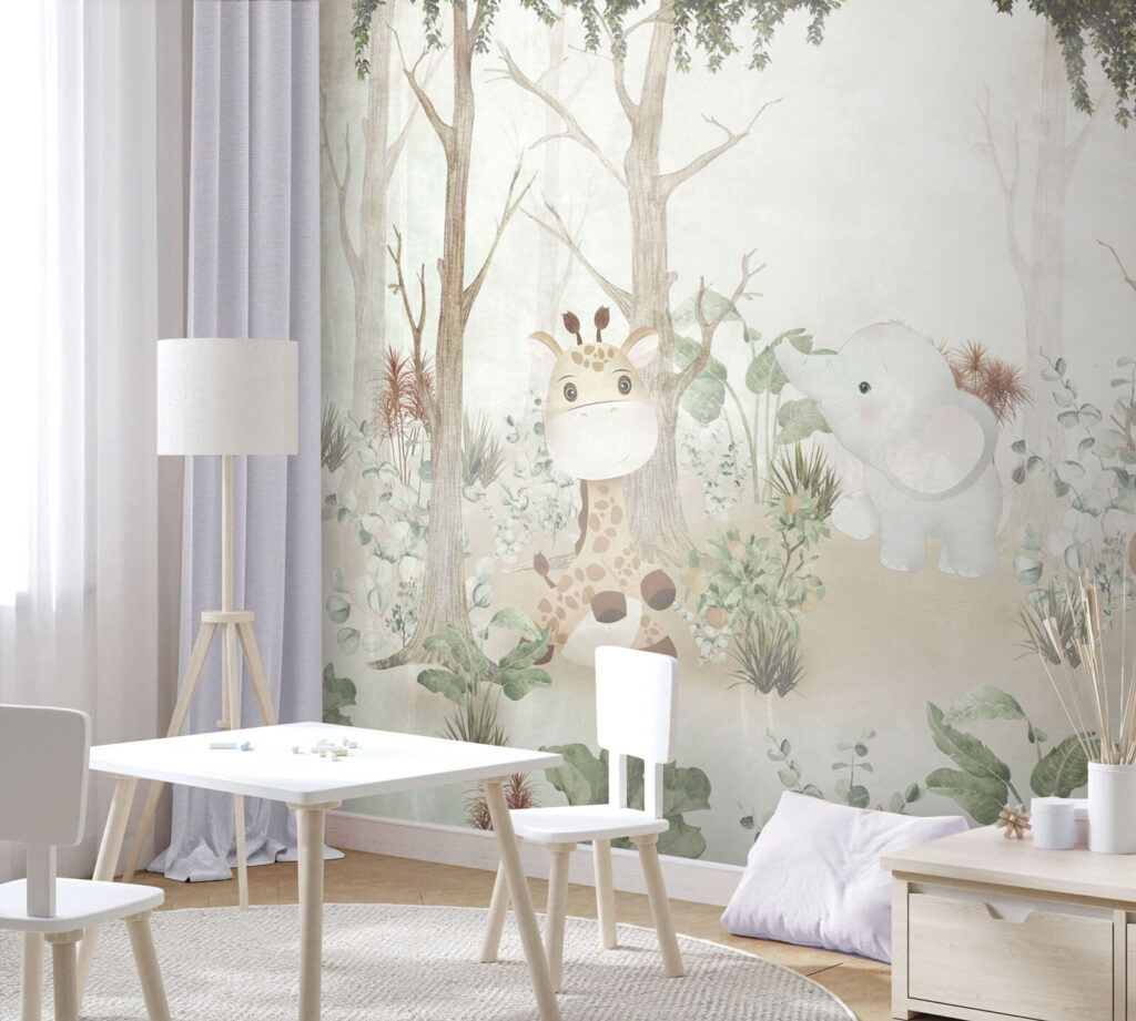 Wallpaper with animals in the forest Wallpaper with animals in the forest