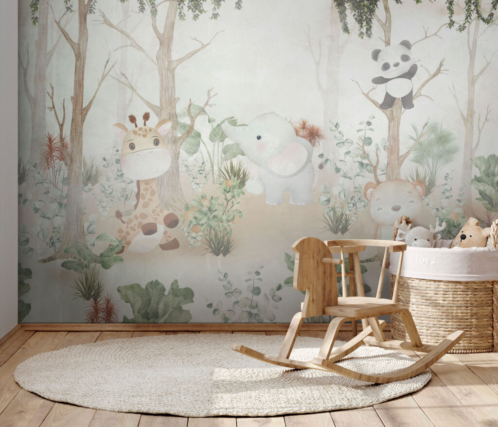 Wallpaper with animals in the forest Wallpaper with animals in the forest