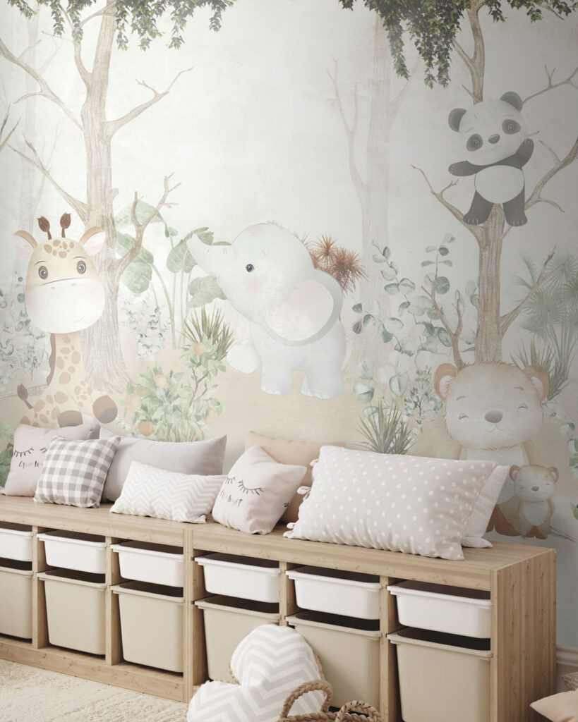 Wallpaper with animals in the forest Wallpaper with animals in the forest