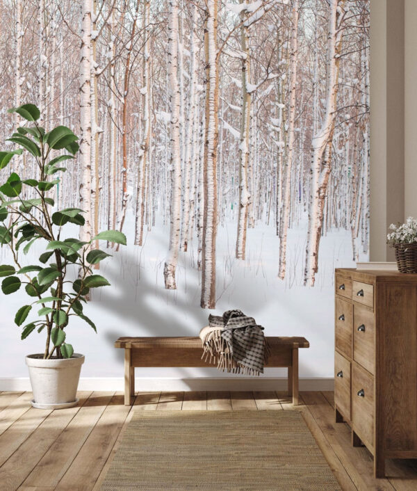 Group of trees in a snowy forest