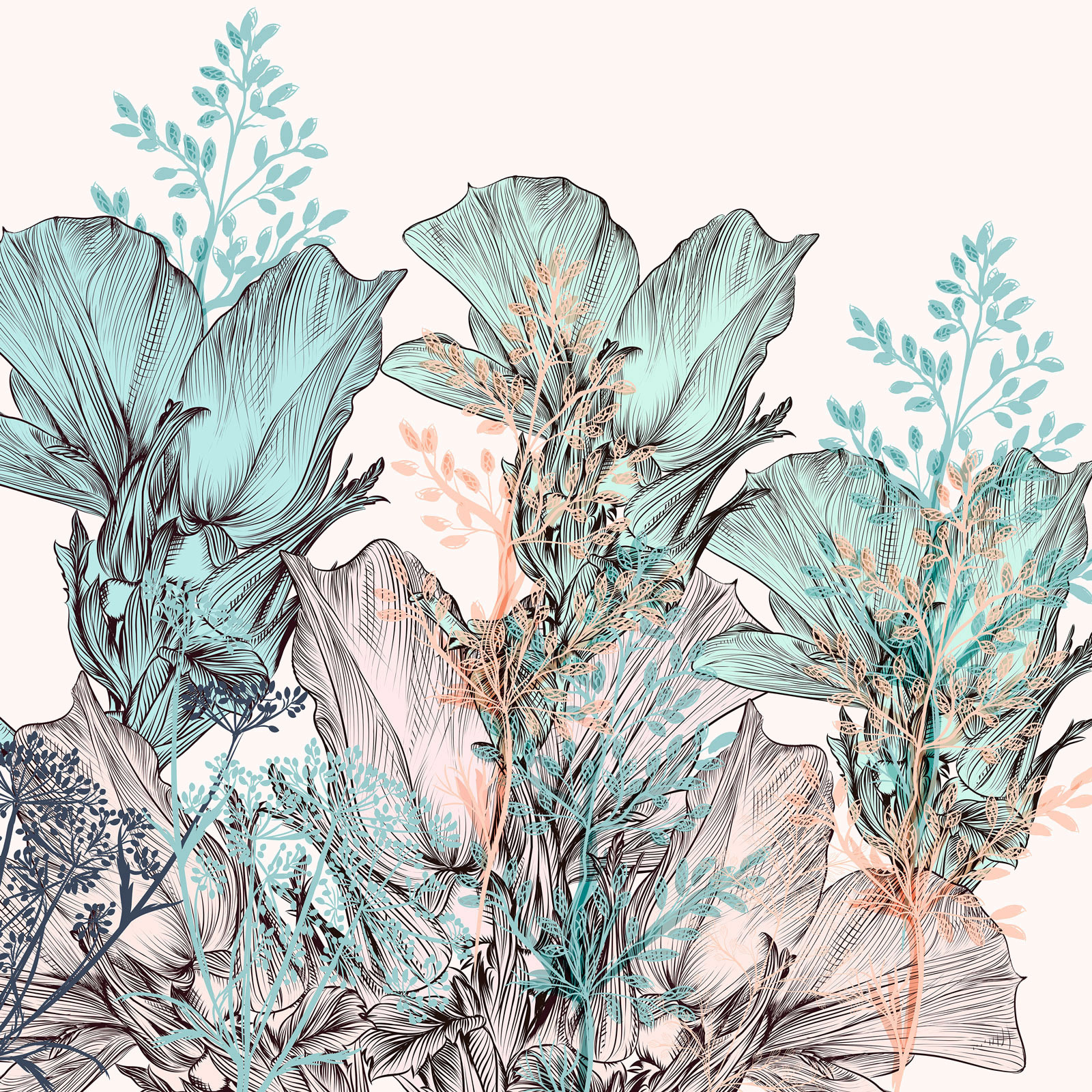 u74399p - Ніжний ботанічний пейзаж мрій у відтінках - tegory