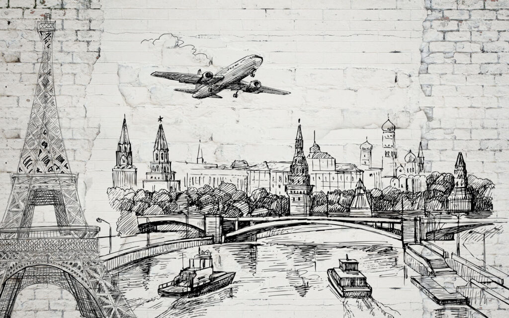 Малюнок міста та мосту Малюнок міста та мосту