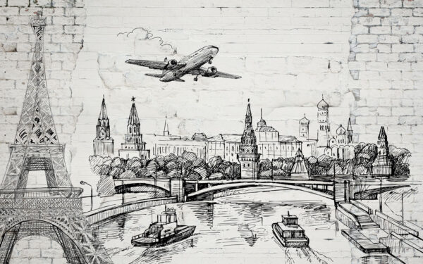 Малюнок міста та мосту Малюнок міста та мосту