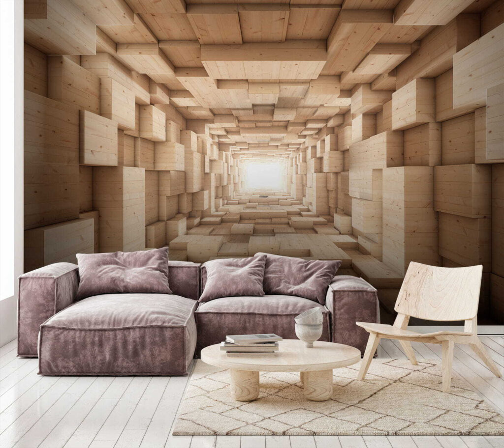 Tunnel of wood blocks