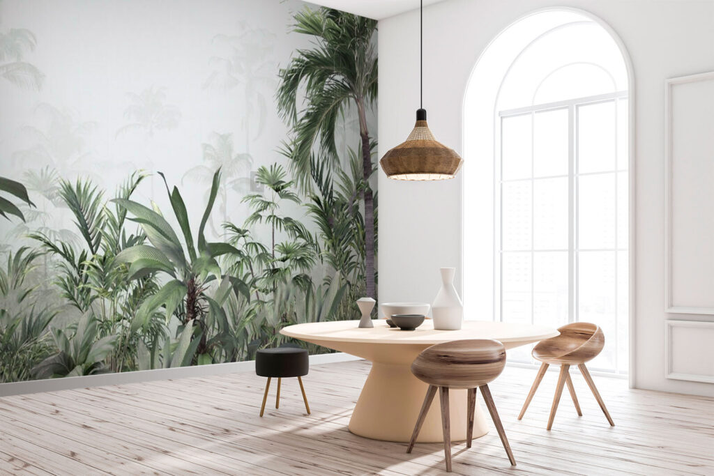 Group of plants in a foggy forest Group of plants in a foggy forest