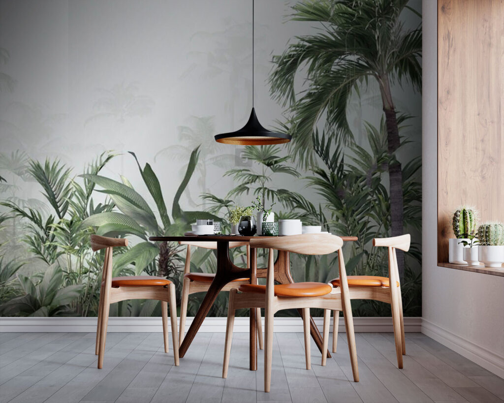 Group of plants in a foggy forest Group of plants in a foggy forest