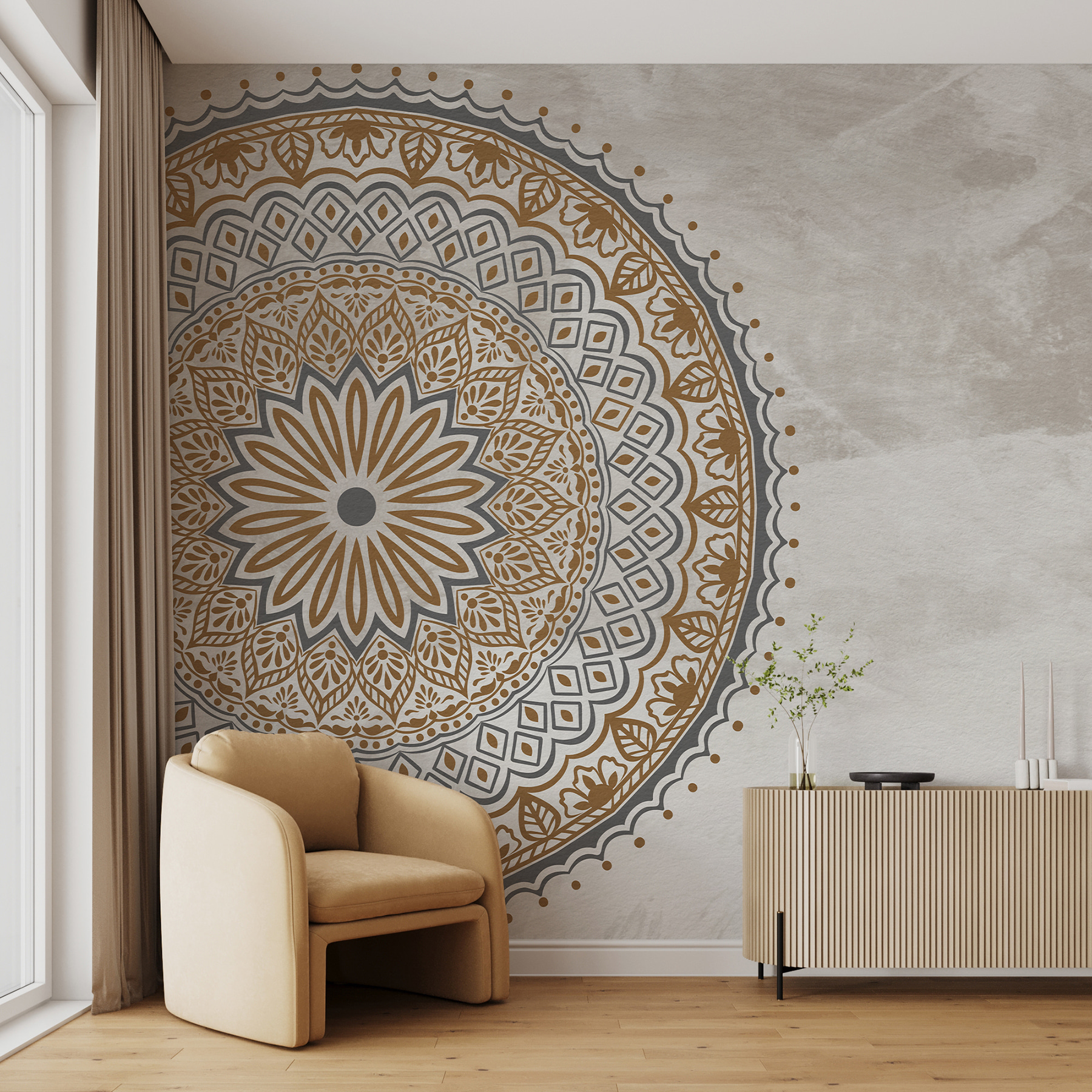 A circular pattern on a white surface