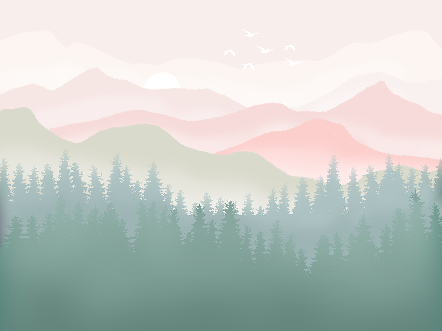 A landscape with trees and mountains