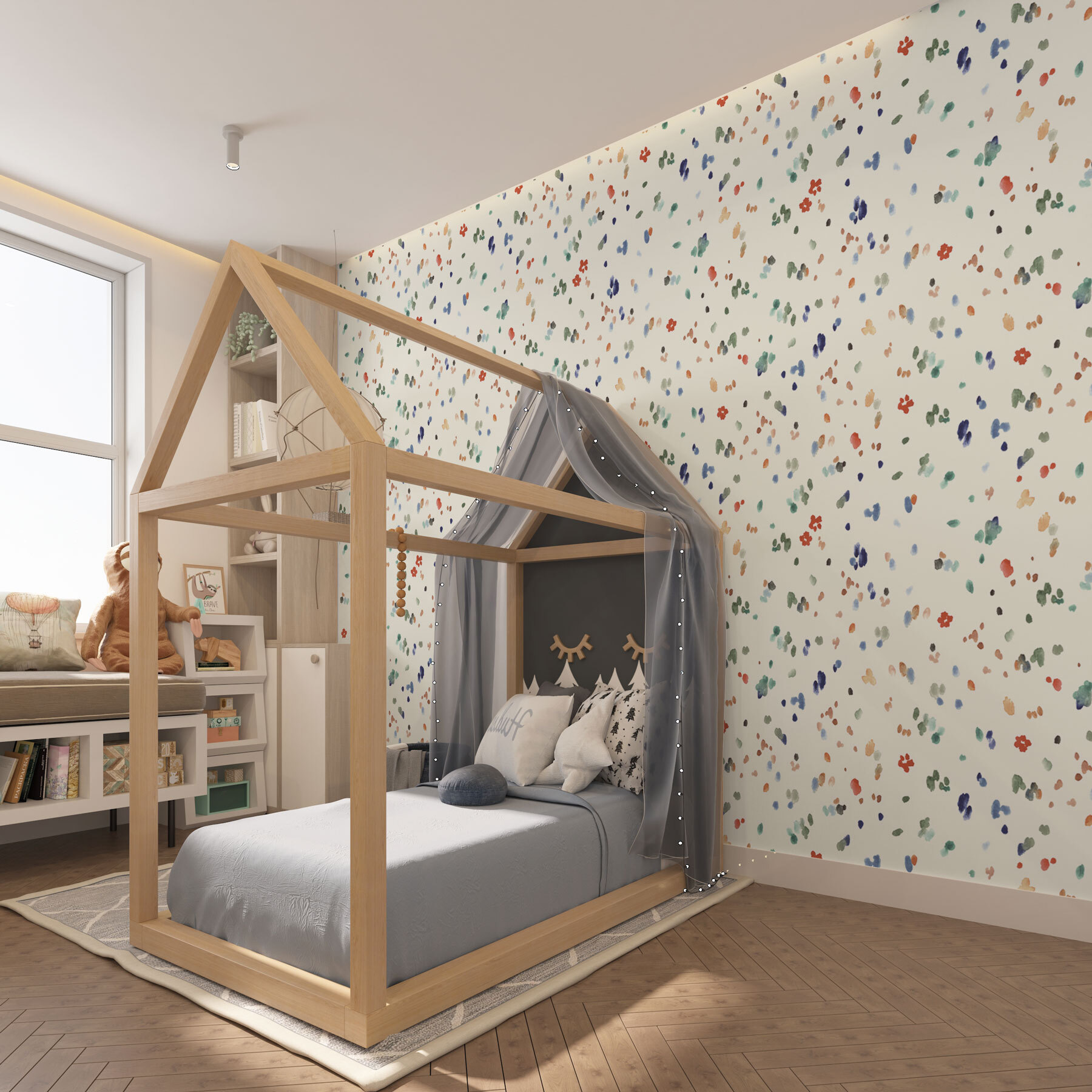 A small colorful spots on a white background A small colorful spots on a white background