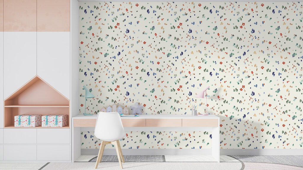 A small colorful spots on a white background A small colorful spots on a white background