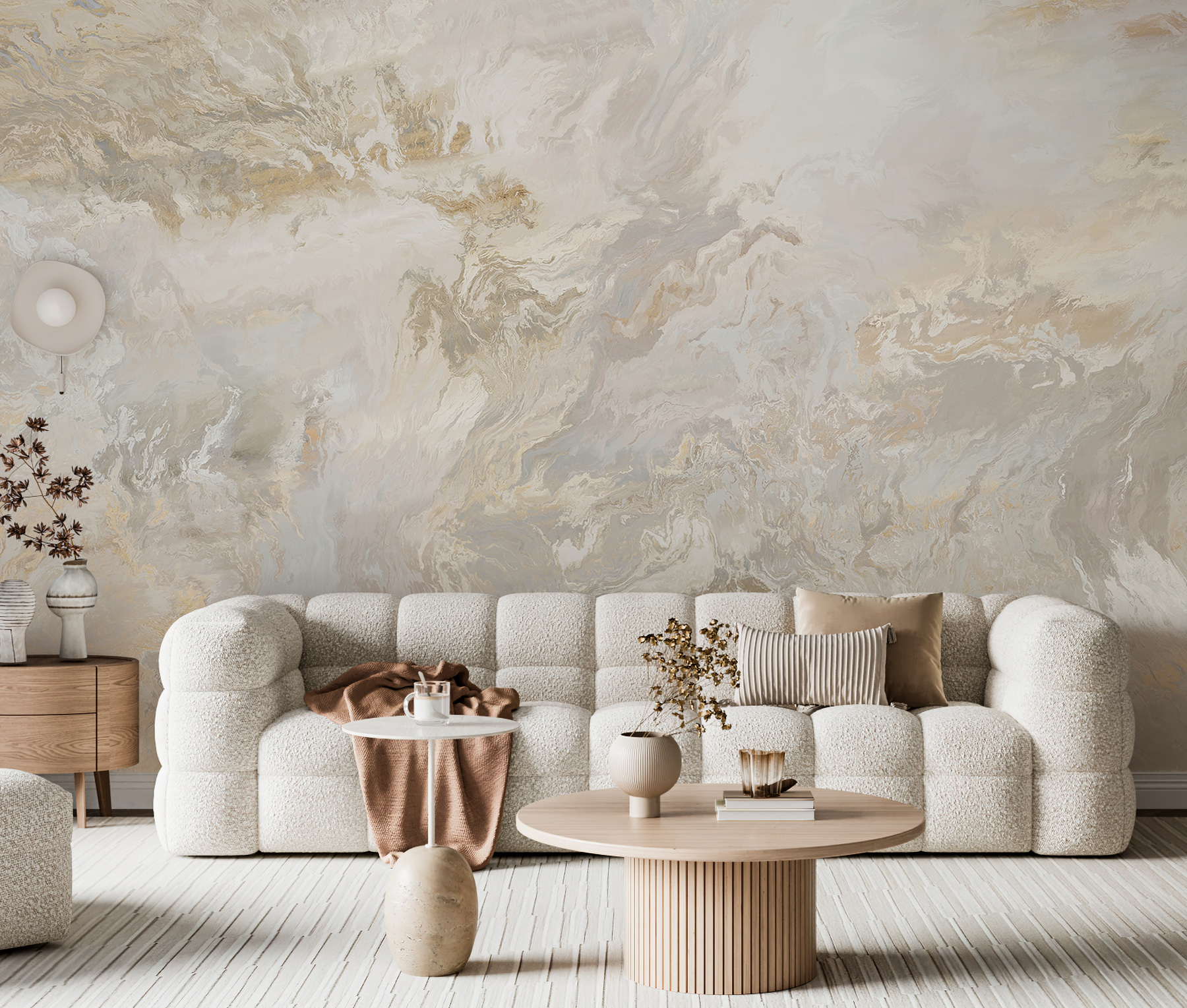 Soft swirls of muted earth tones