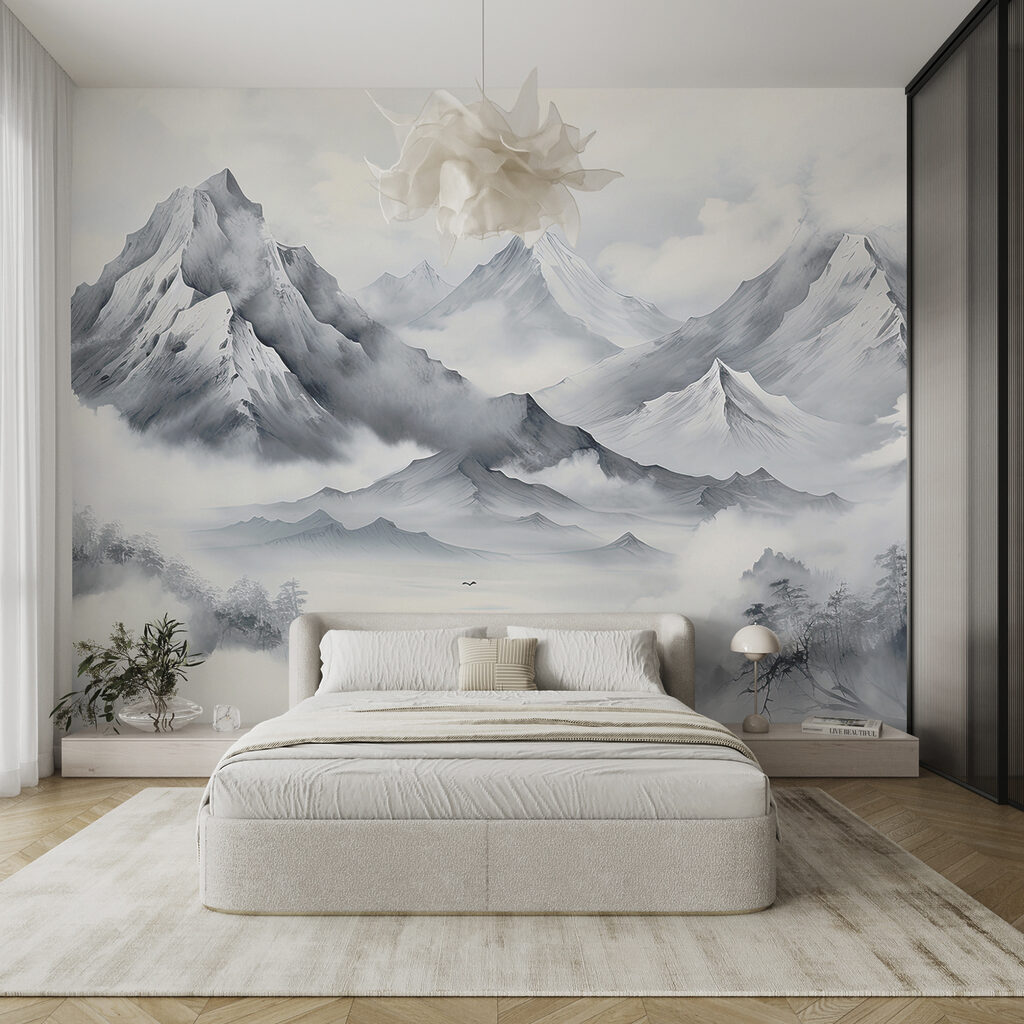 A landscape of mountains and clouds A landscape of mountains and clouds