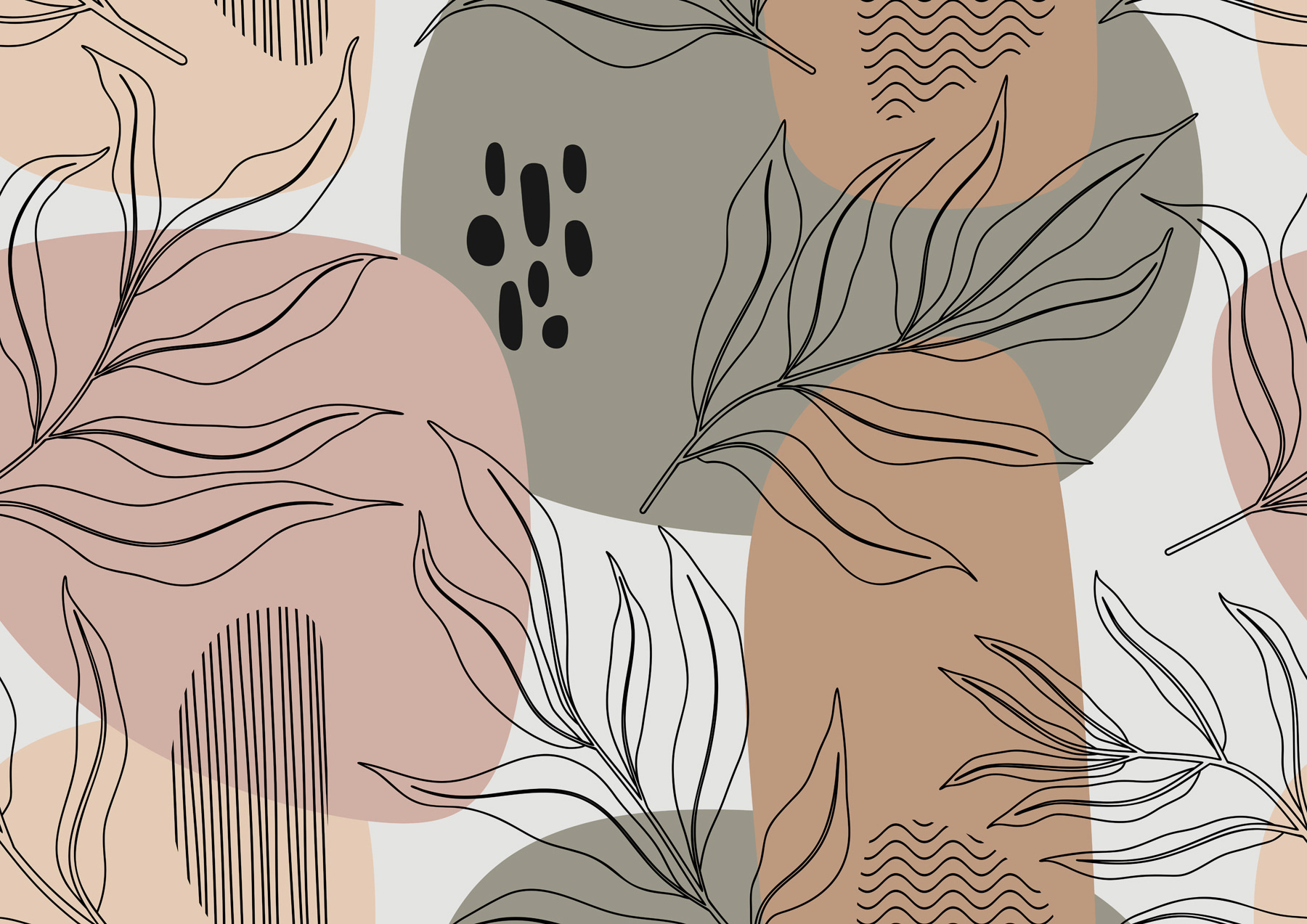 A pattern of leaves and shapes A pattern of leaves and shapes