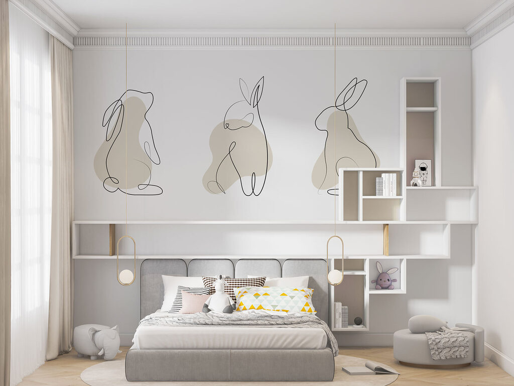 A line drawing of a rabbit A line drawing of a rabbit