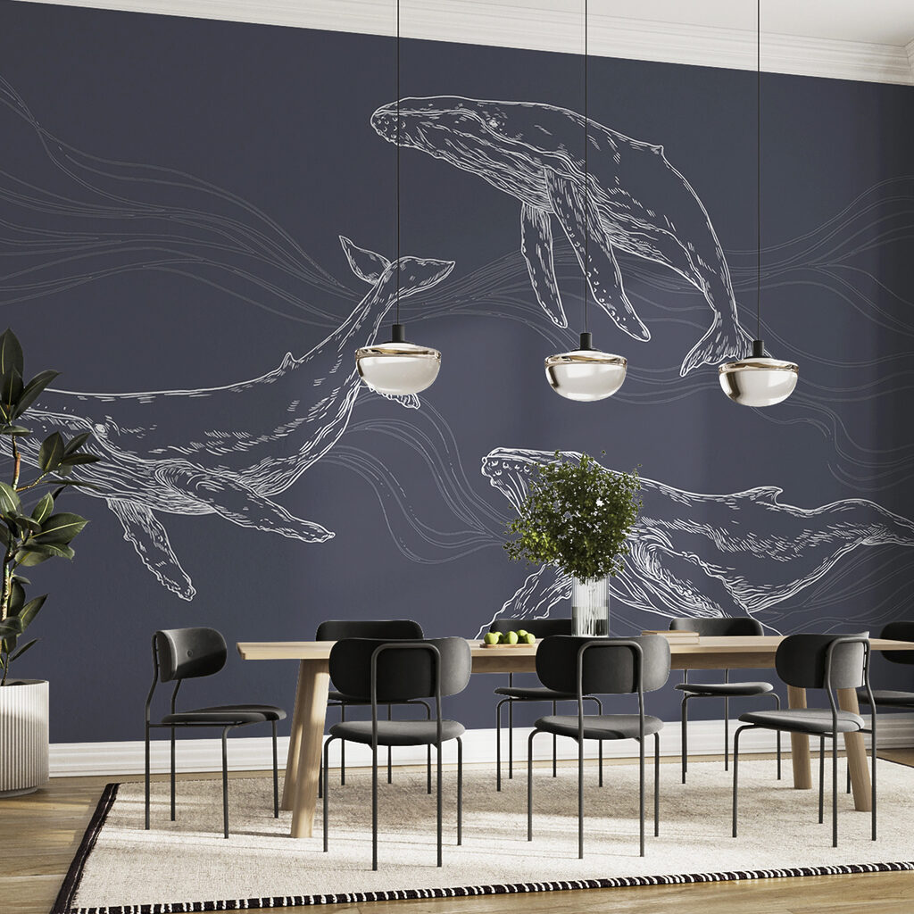 A group of whales swimming A group of whales swimming