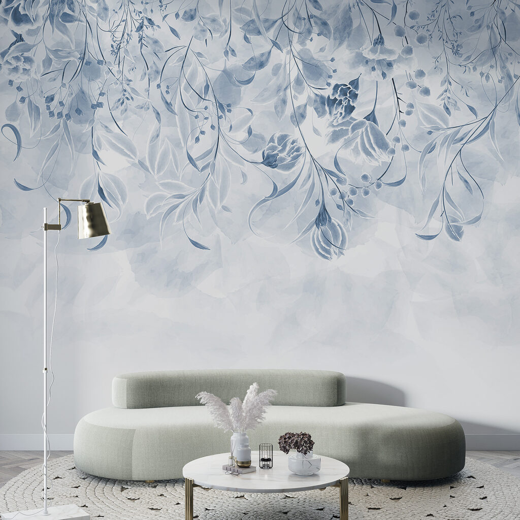 A blue and white floral design