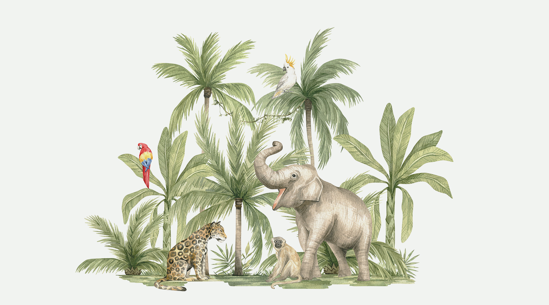 A group of animals in a jungle