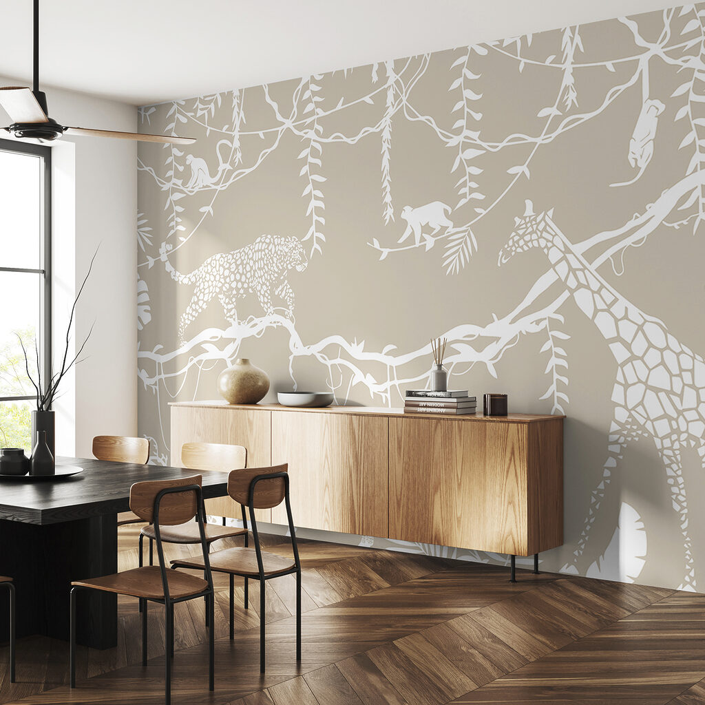 A wallpaper with animals and plants