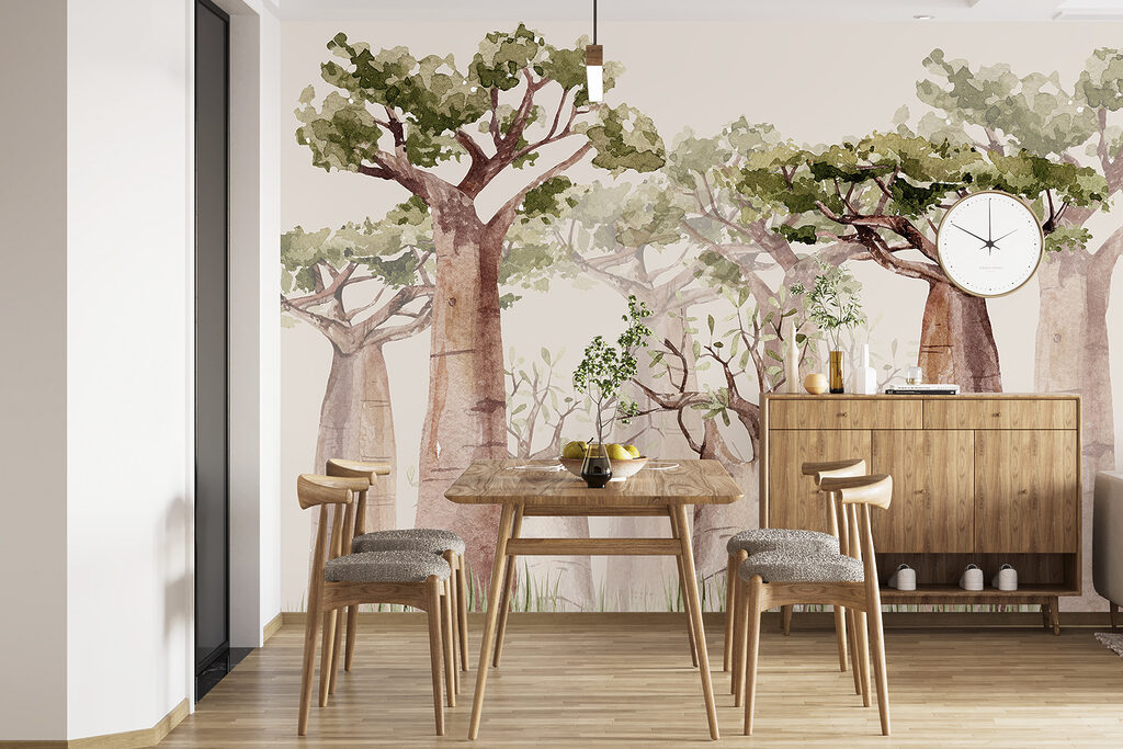 A group of trees with green leaves A group of trees with green leaves