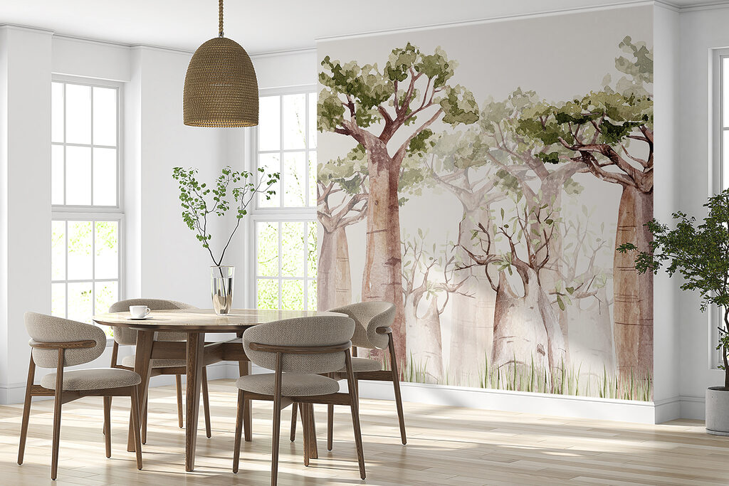 A group of trees with green leaves A group of trees with green leaves