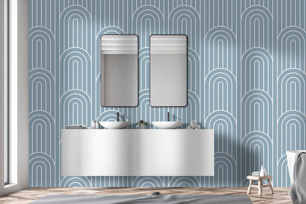 A pattern of white and blue lines