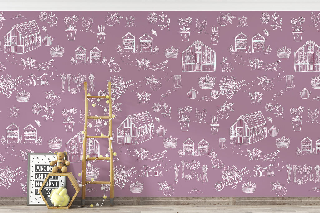 A pattern of farm items