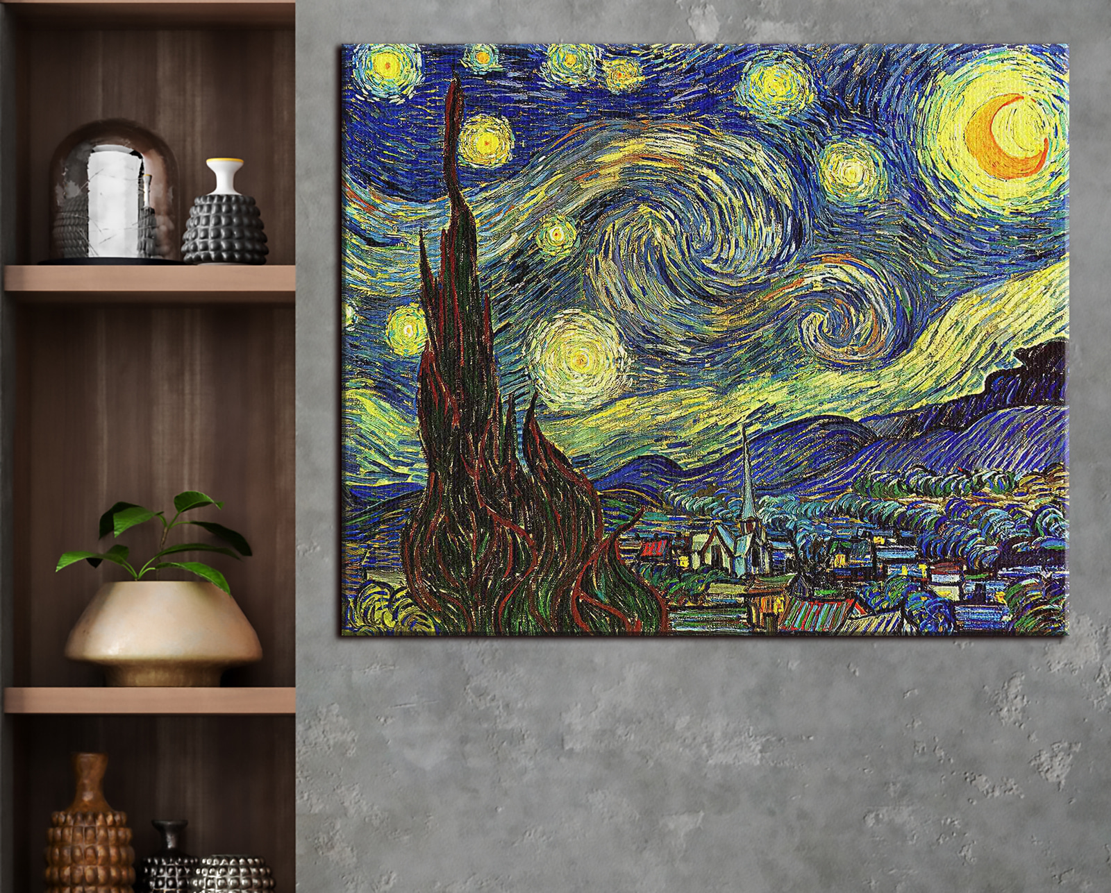 A painting of a starry night A painting of a starry night