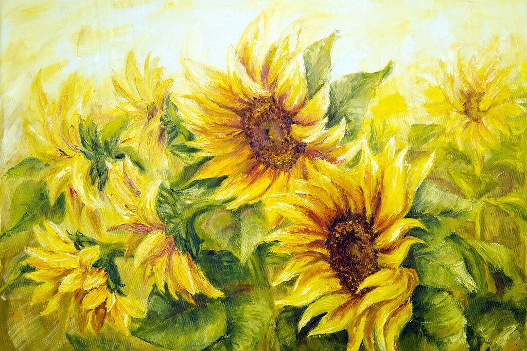 A painting of sunflowers