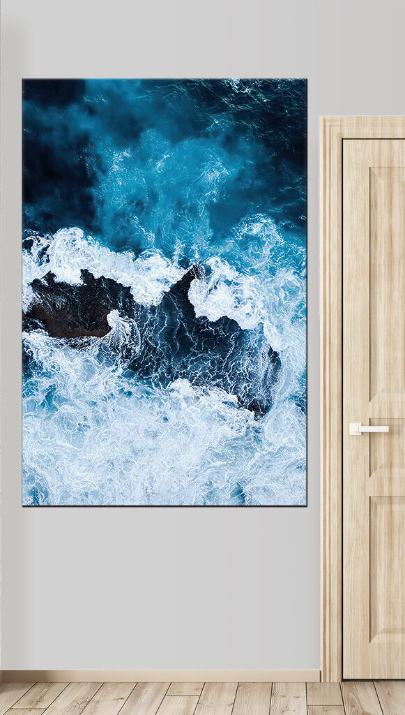 Waves crashing on a rock