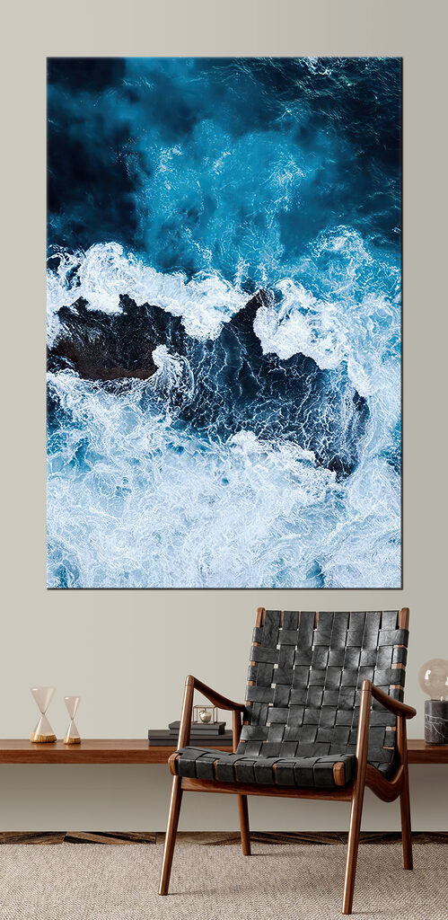 Waves crashing on a rock