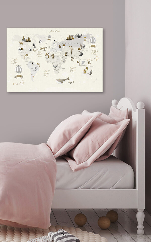 A map of the world with animals A map of the world with animals