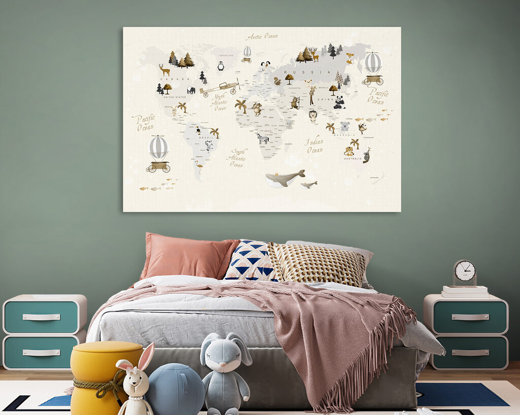 A map of the world with animals A map of the world with animals