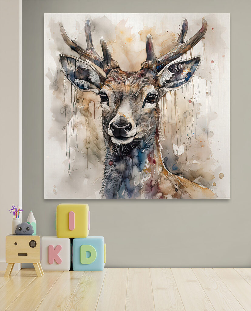 A watercolor of a deer