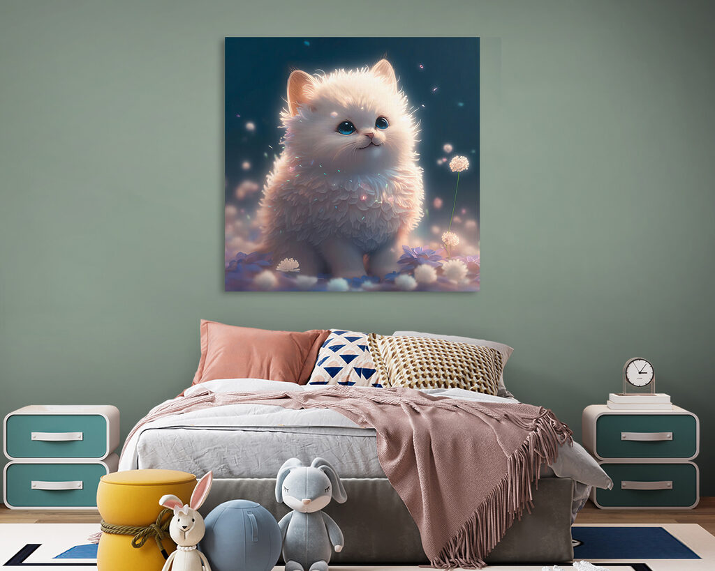 A white fluffy cat with blue eyes A white fluffy cat with blue eyes