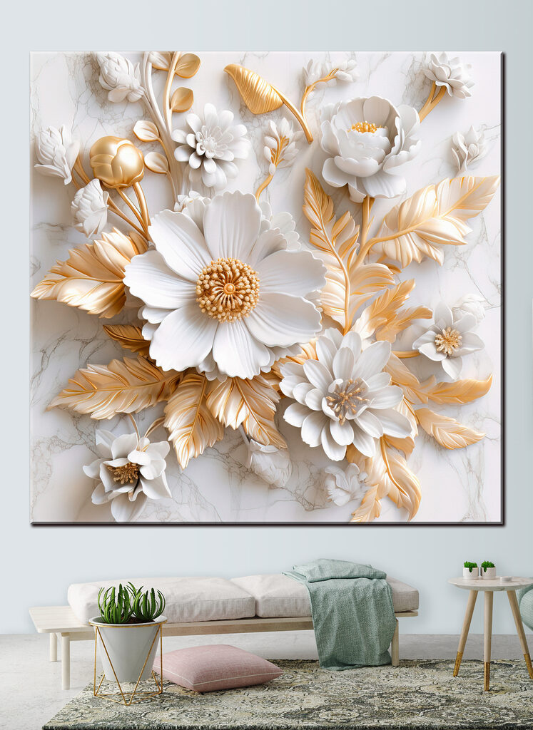 Elegant Floral Design in Cream and Beige Elegant Floral Design in Cream and Beige