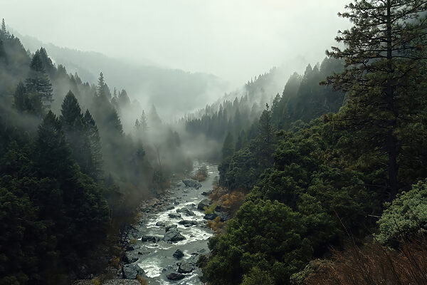 A river running through a forest A river running through a forest