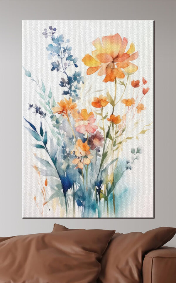 A painting of flowers and leaves A painting of flowers and leaves
