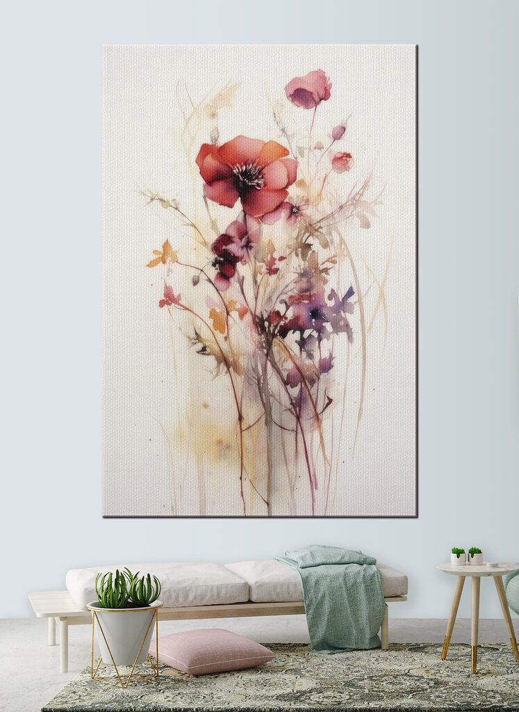 A painting of flowers on a white background